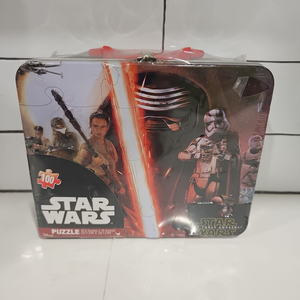 New Sealed Star Wars The Force Awakens Embossed Metal Lunch Box w/100pc Puzzle